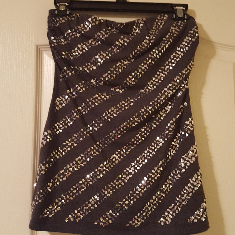 Silver sequin tube top